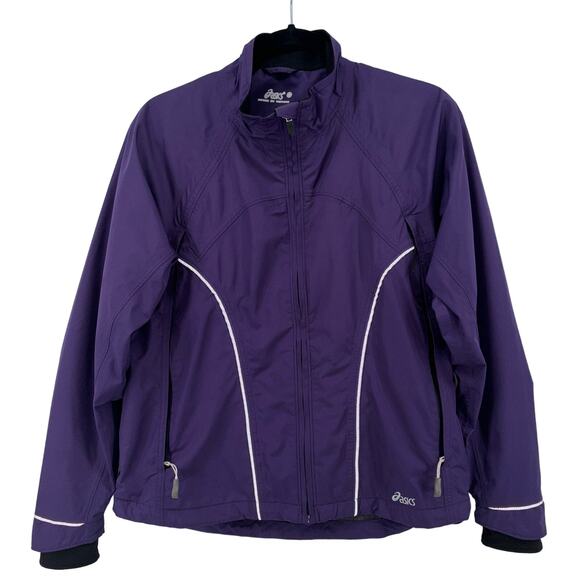 ASICS Women's Lightweight Jacket Medium Purple Full Zip Pockets Windbreaker EUC - Picture 1 of 10